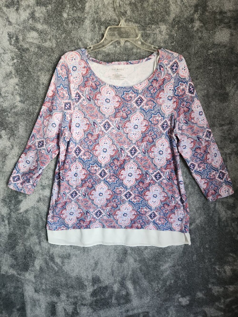 Talbots Plus Womens Shirt Top Sz 1X 3/4 Sleeve Pullover Soft Comfort Blouse EUC